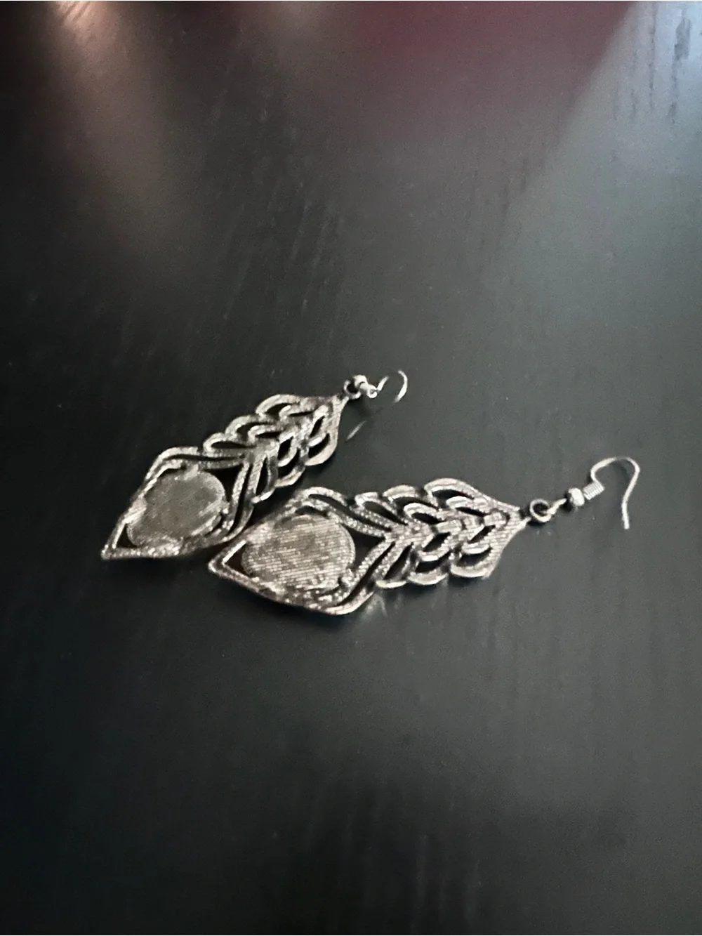 Silver Drop Earrings with Ivory Stone Accent